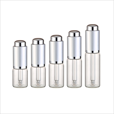 7ml 8ml 10ml 12ml 15ml Cosmetic Glass Bottle Silver Press Dropper Cap