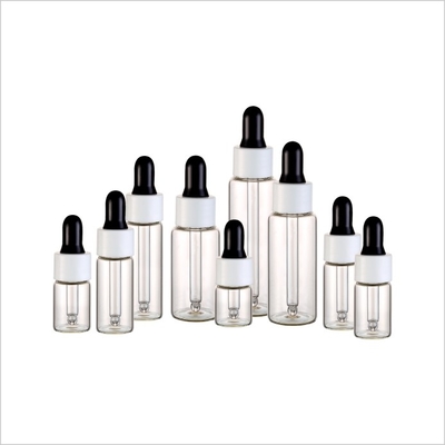 Transparent Glass Essence Oil Bottle Plastic Dropper Cap 5ml 7ml 8ml 10ml 12ml 15ml 20ml 25ml 30ml