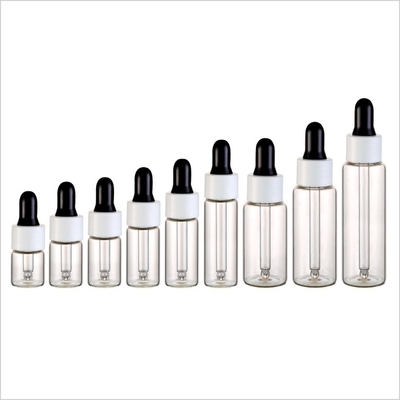 Transparent Glass Essence Oil Bottle Plastic Dropper Cap 5ml 7ml 8ml 10ml 12ml 15ml 20ml 25ml 30ml