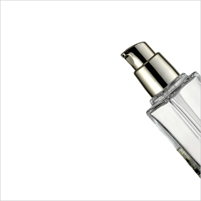 20ml 30ml Square Cosmetic Glass Bottle Gold Pump Cap Empty Glass Foundation Bottle