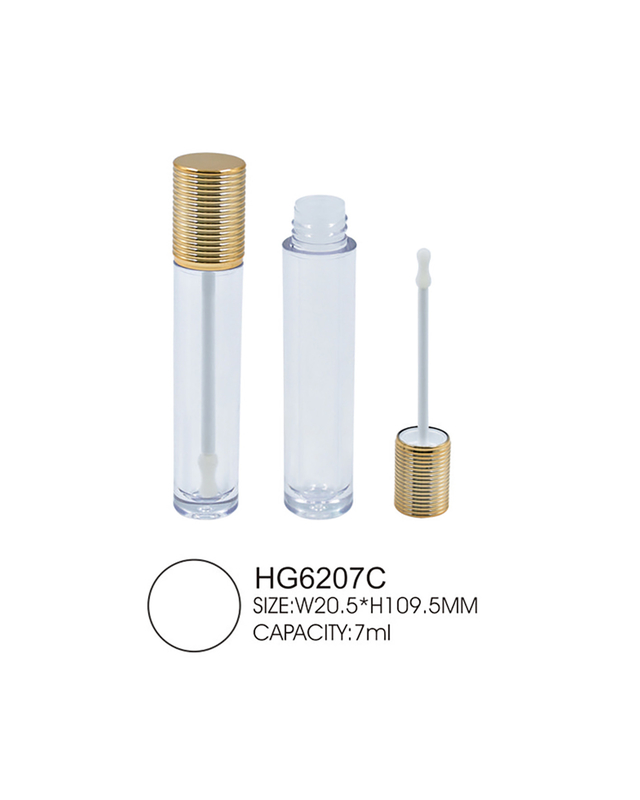 Clear Empty Lip Gloss Tubes With Brush Applicator 7ml Gold Cap